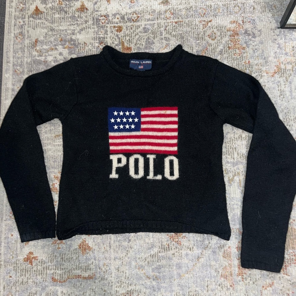 RARE RALPH LAUREN AMERICAN FLAG CASHMERE SWEATER